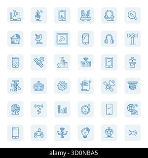 Expertly designed 36 Regular Bold Outline Editable vector icons for Wireless, engineered at High Resolution resolution for flawless integration and pe Stock Vector