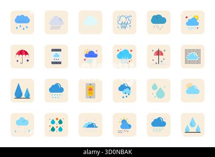 Download 24 scalable Flat vector icons designed for Drizzle, featuring Pixel Optimized 128x128 resolution suitable for professional and creative proje Stock Vector