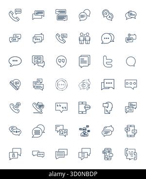 Streamlined set of 42 vector icons for Dialogue in Bold Line aesthetic, featuring Retina Ready Display Perfect resolution for seamless user experience Stock Vector
