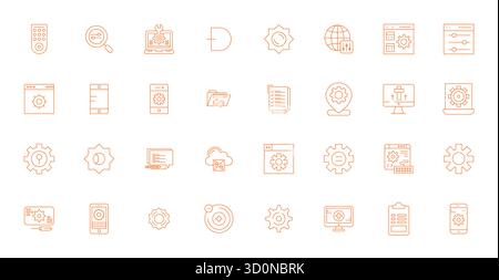 Essential pack of 32 Display Perfect vector icons for Manage in Thin Line format, sized at 64x64 for optimal performance and scalability. Stock Vector