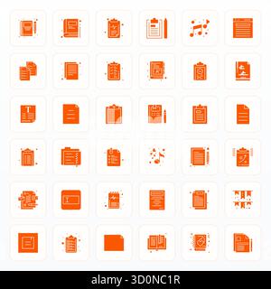 Expertly designed 36 Glyph PIXEL Perfect vector icons for Notes, engineered at High Resolution resolution for flawless integration and performance. Stock Vector