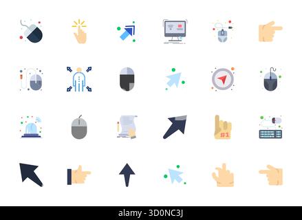 Vector pack with 24 Flat Display Perfect icons inspired by Pointing, delivered in 64x64 resolution ideal for scalable and creative design work. Stock Vector