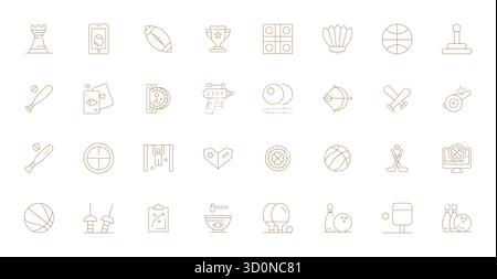 Transform your designs with 32 Thin Line vector icons themed around Game, engineered in 256x256 Pixel Aligned resolution for maximum clarity. Stock Vector