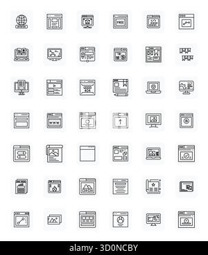 Ultimate collection of 42 vector icons representing Webpage in Regular Bold Outline aesthetic, optimized with 64x64 Editable resolution for maximum im Stock Vector
