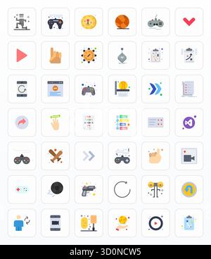 Revolutionary set of 42 Display Perfect vector icons inspired by Action, created in Flat format at Retina Ready resolution for cutting-edge design. Stock Vector