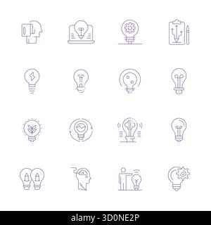 Perfectly balanced 16 Thin Line Display Perfect vector icons for Idea, sized at High Resolution for harmonious integration in digital design projects. Stock Vector