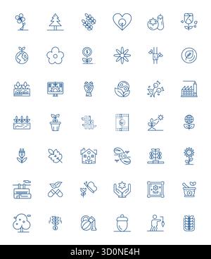 Curated pack of 42 64x64 vector icons in Bold Line design, centered around Plant concepts with Detail Enhanced clarity. Stock Vector