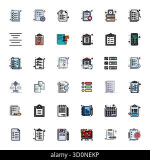 Intelligently designed 36 Pixel Optimized vector icons inspired by ToDo List, created in Line Filled format at Retina Ready for smart and efficient de Stock Vector