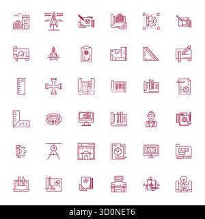 Future-ready pack of 36 vector icons themed around Blueprint, showcasing Bold Line design with Retina Ready Detail Enhanced clarity for innovative use Stock Vector