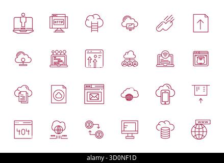 Contemporary collection of 24 vector icons representing Online Service in Bold Line aesthetic, featuring 256x256 Editable resolution for modern applic Stock Vector