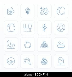 Explore 16 Thin Line Editable vector icons in 128x128 resolution inspired by Food Icon. Perfect for web and app interfaces. Stock Vector