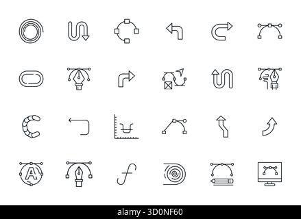 Precision-engineered 24 Bold Line vector icons for Curve, designed at Retina Ready Pixel Optimized resolution for exceptional clarity and scalability. Stock Vector