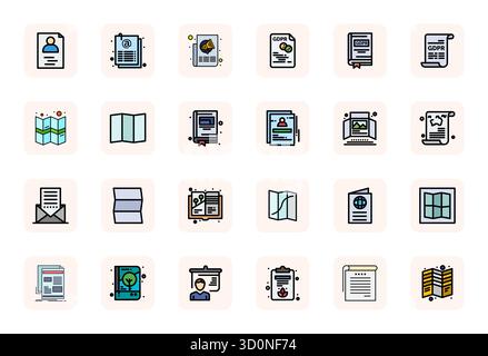 Sophisticated bundle of 24 LineFilled vector icons for Information Sheet, engineered with Retina Ready Display Perfect clarity for professional applic Stock Vector