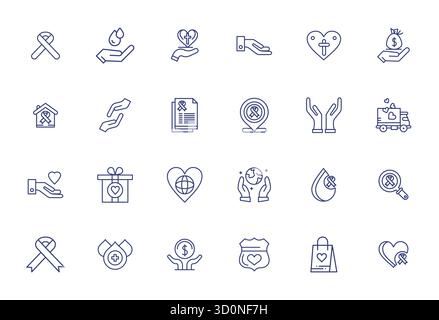 This Charity vector icon pack includes 24 Bold Line designs in 64x64 Display Perfect format, perfect for enhancing digital interfaces. Stock Vector