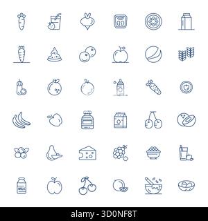 Ultimate collection of 36 vector icons representing Nutrition in Bold Line aesthetic, optimized with Retina Ready Pixel Optimized resolution for maxim Stock Vector