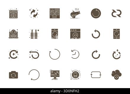 Expertly designed 24 Filled Display Perfect vector icons for Reload, engineered at 64x64 resolution for flawless integration and performance. Stock Vector