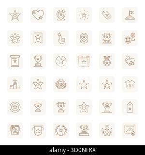 A clean collection of 36 Regular Bold Outline vector icons representing Best, designed in 64x64 Pixel Aligned format for modern dashboards and interfa Stock Vector