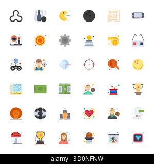 Refined bundle featuring 36 Flat vector icons for Game, optimized with Retina Ready Editable quality for elegant and functional design solutions. Stock Vector