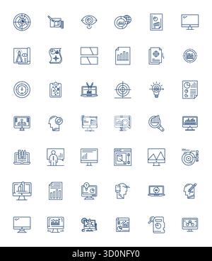 This Visualization vector icon pack includes 42 Bold Line designs in 256x256 Pixel Aligned format, perfect for enhancing digital interfaces. Stock Vector