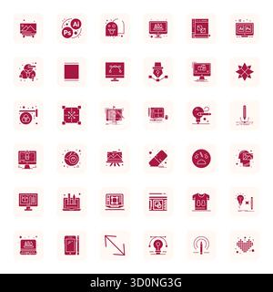 A dynamic set of 36 vector icons in Filled, tailored for Digital Art with 256x256 Detail Enhanced quality suited for digital products. Stock Vector