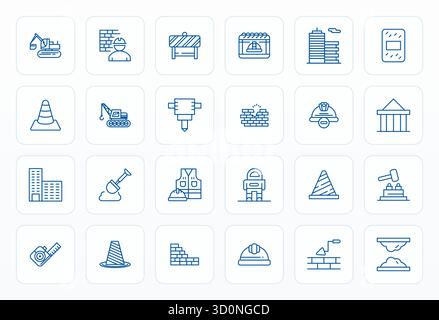 Innovative pack of 24 vector icons themed around Construction Site, showcasing Bold Line design in 64x64 PIXEL Perfect format for modern digital solut Stock Vector