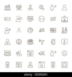 Meticulously crafted 36 Bold Line vector icons for Login, delivered in Retina Ready Pixel Optimized quality for uncompromising design standards. Stock Vector