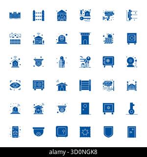 Professional-grade collection of 36 Filled vector icons representing Security System, crafted with High Resolution PIXEL Perfect precision for enterpr Stock Vector
