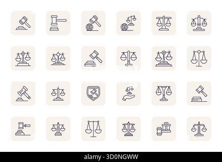 Distinctive pack of 24 Grid Fitted vector icons inspired by Dispute Resolution, crafted in Regular Bold Outline format at 64x64 for memorable brand ex Stock Vector