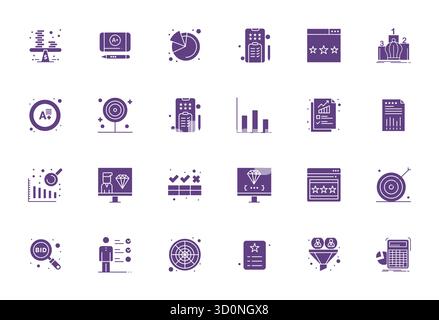 Beautifully rendered 24 Filled Display Perfect vector icons for Evaluation, created at 128x128 resolution for stunning visual consistency across platf Stock Vector