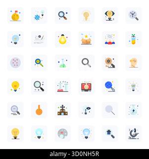 Premium collection of 36 Flat vector icons for Discovery, meticulously crafted in 256x256 Editable resolution for superior visual impact. Stock Vector