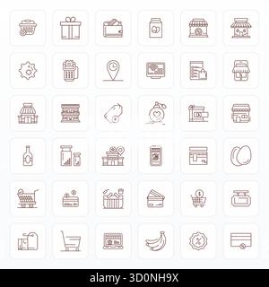Ultimate collection of 36 vector icons representing Store in Bold Line aesthetic, optimized with Retina Ready Editable resolution for maximum impact. Stock Vector