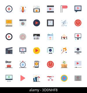 Carefully curated 36 Flat vector icons for Start, featuring High Resolution PIXEL Perfect resolution for consistent brand representation and user expe Stock Vector