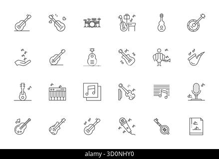Thoughtfully designed 24 vector icons themed around Musician, crafted in Bold Line with Retina Ready Editable precision for contemporary design needs. Stock Vector