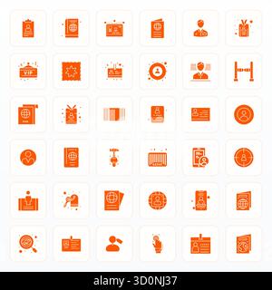 Unlock 36 Glyph Grid Fitted vector icons inspired by Identification, optimized in High Resolution format for flawless display across all devices. Stock Vector