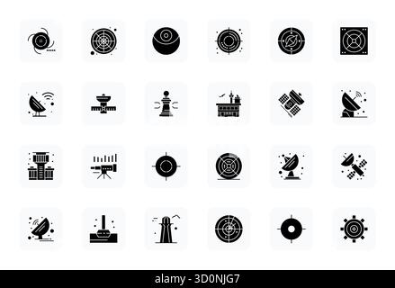 Exceptional collection of 24 Filled vector icons for Radar, delivered in 256x256 PIXEL Perfect resolution for unparalleled visual excellence and usabi Stock Vector