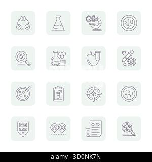 Enhance your projects with 16 Thin Outline vector icons themed around Testing, featuring 64x64 Pixel Optimized resolution ideal for clean and professi Stock Vector