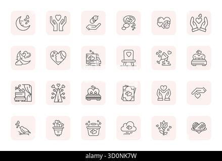 Explore 24 Regular Bold Outline Display Perfect vector icons in 256x256 resolution inspired by Tenderness. Perfect for web and app interfaces. Stock Vector