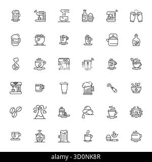 Ultimate collection of 36 vector icons representing Brew in Bold Line aesthetic, optimized with Retina Ready Pixel Optimized resolution for maximum im Stock Vector