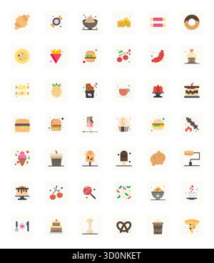 Collection of 42 Flat Editable vector icons for Delicious, designed in Retina Ready format for clarity and versatility. Stock Vector