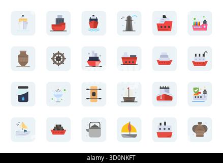 Intelligently designed 24 Display Perfect vector icons inspired by Vessel, created in Flat format at Retina Ready for smart and efficient design workf Stock Vector