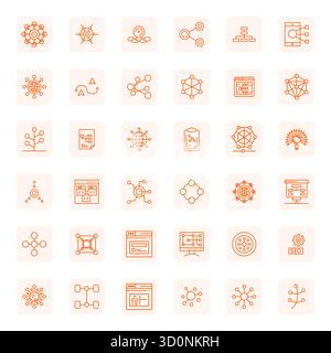 High-performance collection of 36 Regular Bold Outline vector icons for Links, engineered with 128x128 Pixel Optimized resolution for optimal user int Stock Vector