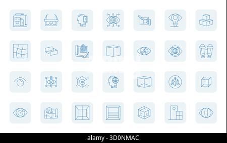 This Perspective vector icon pack includes 28 Thin Outline designs in 128x128 Pixel Aligned format, perfect for enhancing digital interfaces. Stock Vector