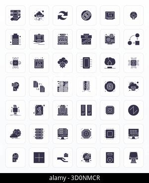 This collection features 42 Glyph Editable vector icons tailored to the Data Processing theme, optimized in 256x256 format for digital design. Stock Vector