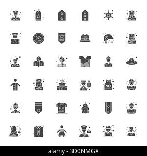 Vector pack with 36 Filled Detail Enhanced icons inspired by Uniform, delivered in High Resolution resolution ideal for scalable and creative design w Stock Vector
