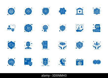 Thoughtfully designed 24 vector icons themed around Trust, crafted in Filled with 64x64 Pixel Aligned precision for contemporary design needs. Stock Vector