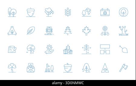 Artfully designed 28 Thin Line Pixel Optimized vector icons for Tree, delivered in 64x64 format for consistent visual excellence. Stock Vector