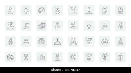 Exclusive collection of 32 Thin Outline vector icons for Prize, developed with 64x64 Editable resolution for premium brand experiences. Stock Vector