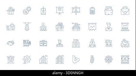Meticulously crafted 32 Thin Line vector icons for Corporate, delivered in 64x64 Pixel Optimized quality for uncompromising design standards. Stock Vector
