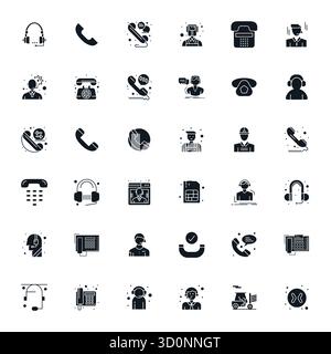 Masterfully created 36 vector icons representing Operator in Filled design, featuring High Resolution PIXEL Perfect resolution for exceptional visual Stock Vector
