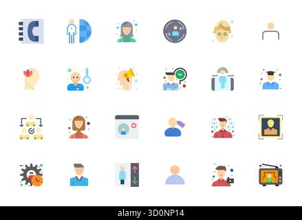 Explore 24 Flat Editable vector icons in 256x256 resolution inspired by Person. Perfect for web and app interfaces. Stock Vector